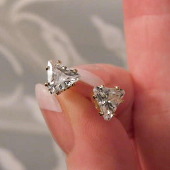 Jewelry - Triangle Cz Stud Earrings